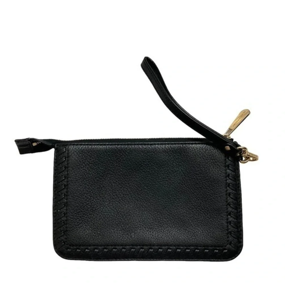 Michael kors black pebbled leather double compartment wristlet bag